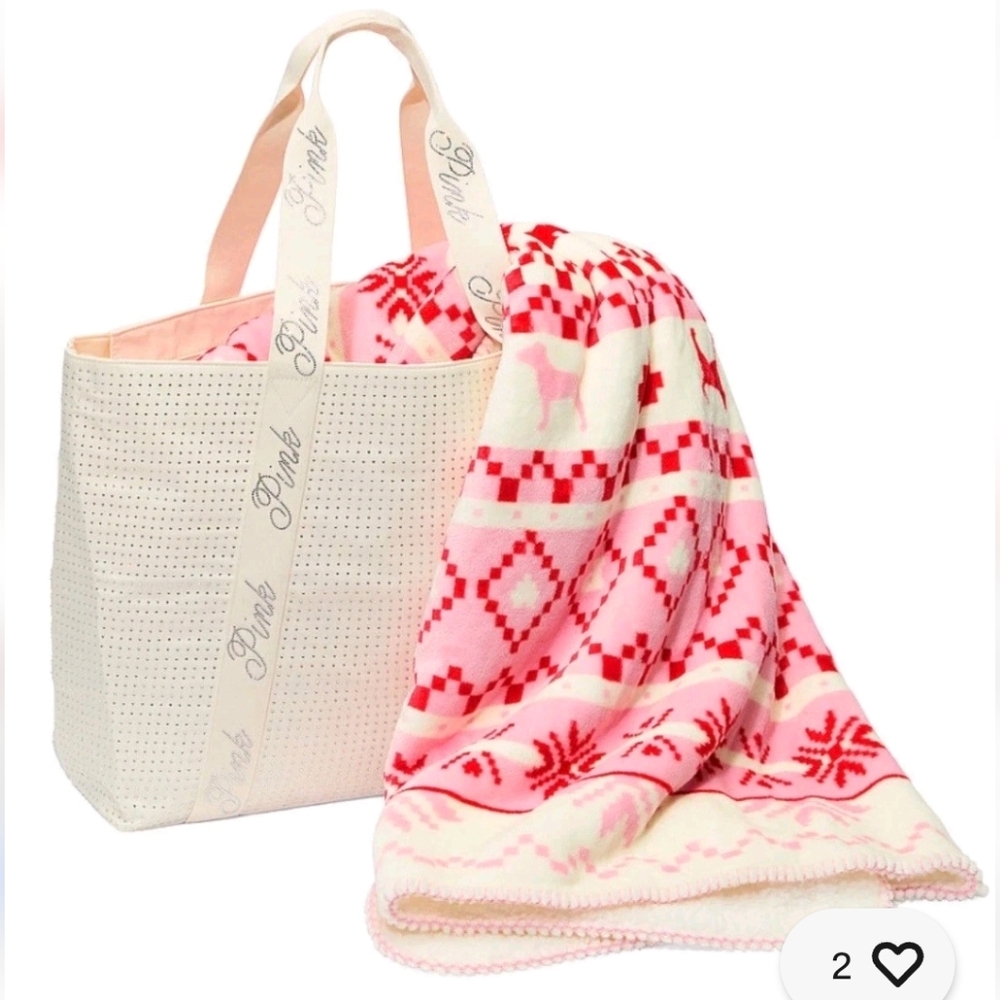 NWT 2025 Limited Edition VS Victoria Secret PINK Plush Blanket Bling Bag Set